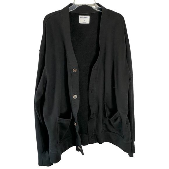 Old Navy Women’s XL Oversized V-Neck Button Front Black Cardigan Sweater - Picture 9 of 10